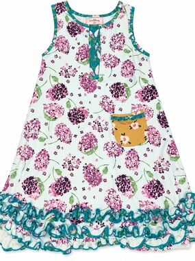 SweetHoney Girls Size 10 Pajama Set & Matching Sleep Gown Floral Ruffle 3 Piece